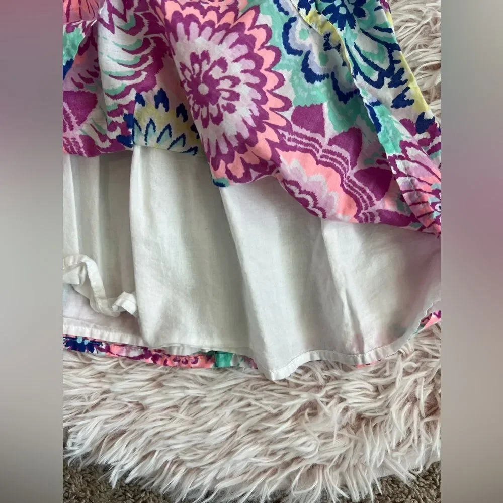 Gymboree 2018 Purple Pink Blue Neon Floral Ruffle Sundress‎ Sz 18-24 Mo